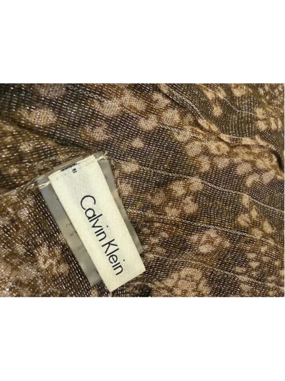 Women's Calvin Klein Scarf One Size Beige Brown Animal Print